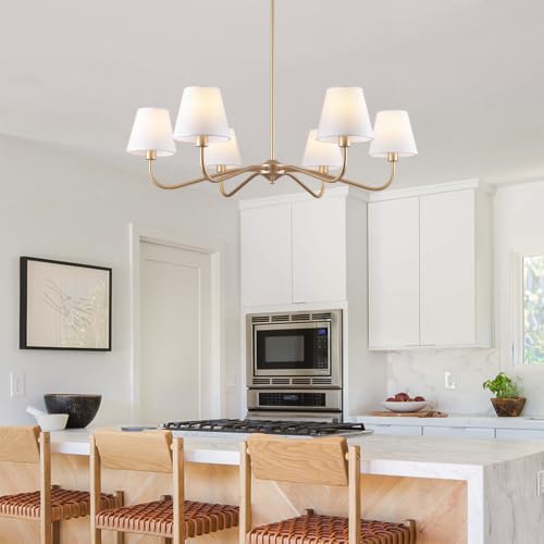6 Light Gold Chandelier for Dining Room Light Fixture