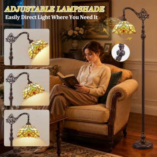 Tiffany Style Stained Glass Arc Floor Lamp