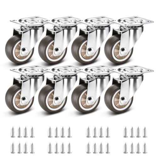 1.5" Silent Rubber 360 Degree Swivel Plate Casters (1.5" (no brake))