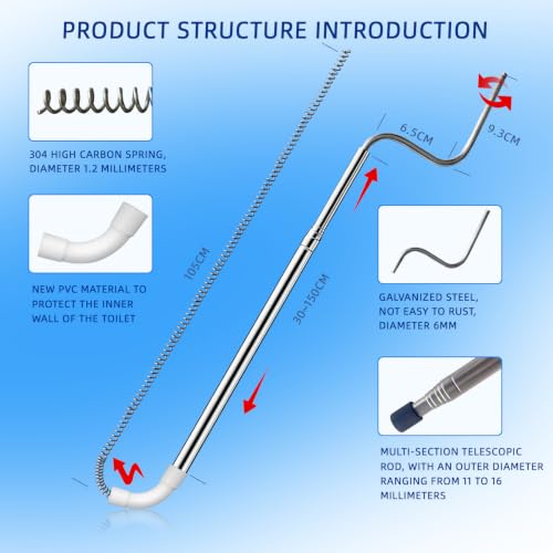 Telescopic 304 Stainless Steel Toilet Drain unclogger