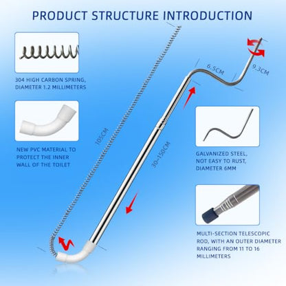 Telescopic 304 Stainless Steel Toilet Drain unclogger