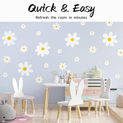 42 Pcs Large White Daisy Wall Decals (White)