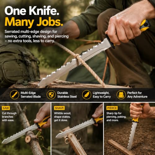 Double Side Serrated Insulation Knife (Yellow / 11 IN)