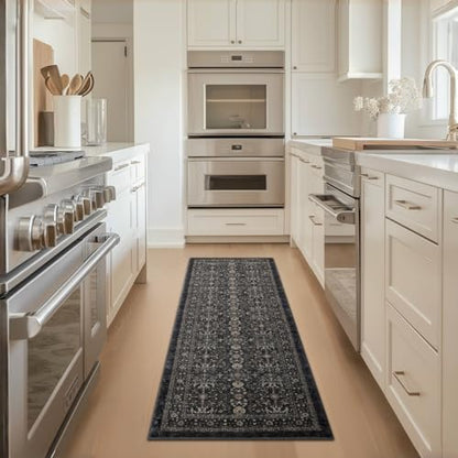 Hallway Washable Runner Rug 2×6 (Dark Gray / 2' x 6' (Rectangular))