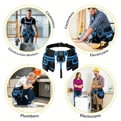 Tool Belt 26 Pockets Tool Pouch with 1 Hammer Loop & 3 Magnetic Zones