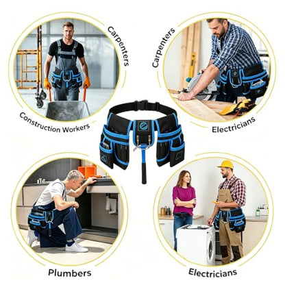Tool Belt 26 Pockets Tool Pouch with 1 Hammer Loop & 3 Magnetic Zones