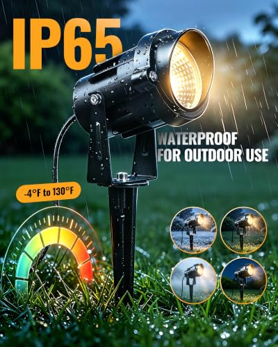 RGBW Spot Lights Outdoor 12W Color Changing Landscape Lighting Remote Control 120V RGBW Landscape Lights Waterproof LED Outdoor Spotlights for Yard Garden Patio Lawn Decorative