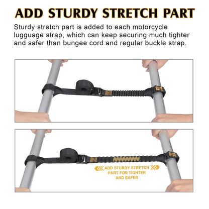 Motorcycle Luggage Straps Stretch Adjustable Straps with Clips for Securing (Black / 0.75"x52"-4pcs)