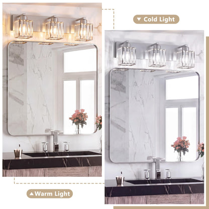Modern Bathroom Vanity Light (Nickel & Square / 3-Light)