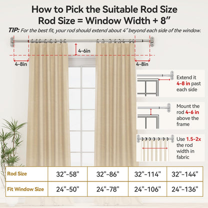 Silver Curtain Rod 32 (Silver / 32 to 58")