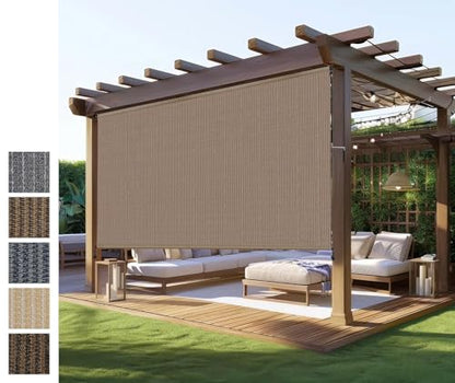 Outdoor Roller Shades 8 ft Wide (Walnut / 96"W x 96"H)