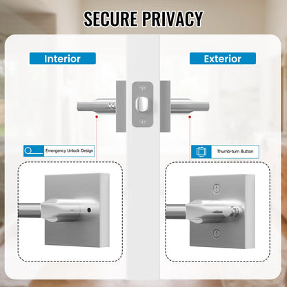 10 Pack Interior Privacy Door Handles (Satin Nickel)