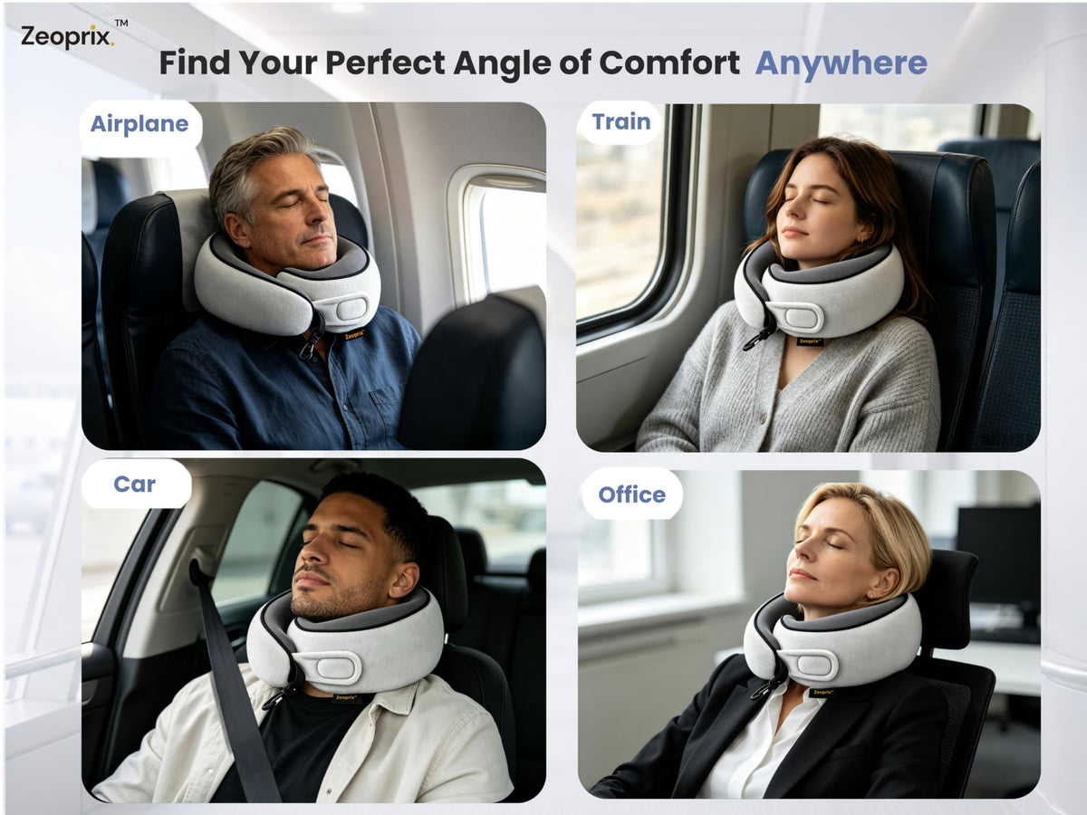 Travel Neck Pillow for Airplane (Light Grey)