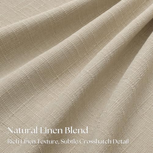 Oatmeal Pleated Linen Blackout 80 Inch Curtains for Bedroom Living Room (Oatmeal / 50"W x 80"L (Pack of 2))