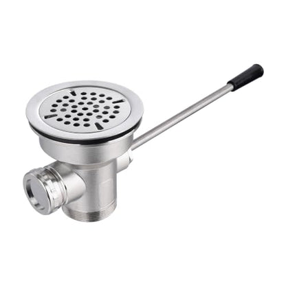 3-1/2" Commercial Sink Drain with Twist Handle, Brass Waste Drain Valve Stopper with Overflow Inlet, Anti-Clog & Leakproof for Restaurant 1/2/3 Compartment Sink