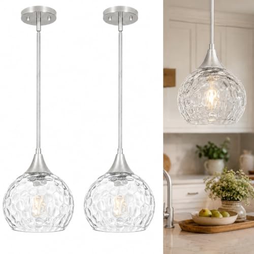 Vintage Pendant Lights Kitchen Island With Glass Shade Set of 2