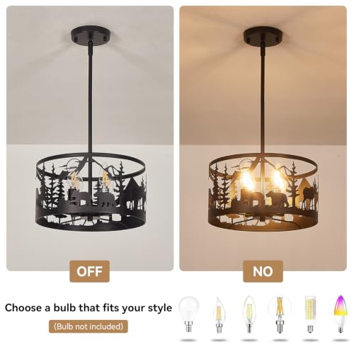Rustic Deer Bear Cabin Chandelier