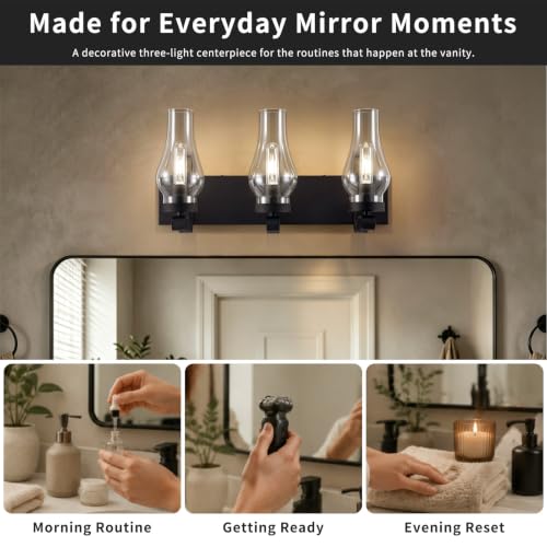 Vintage Farmhouse Bathroom Vanity Lights (Black)