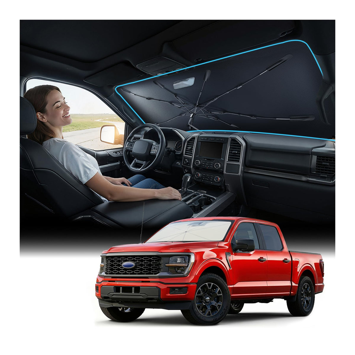 Windshield Sun Shade Umbrella for Ford F150 F250