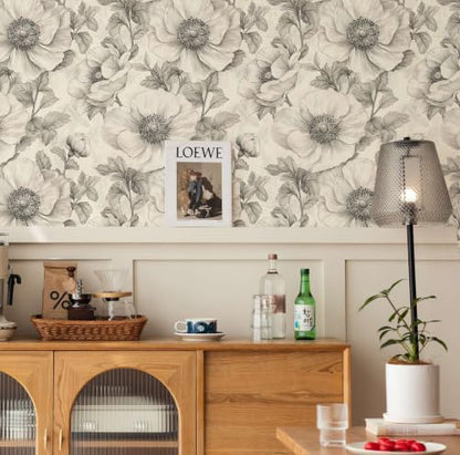 Gray Floral Peel and Stick Wallpaper