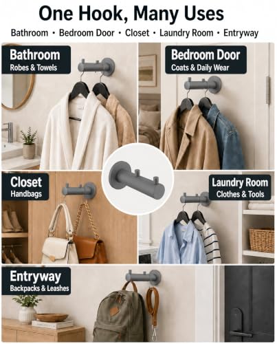 Double Heavy Duty wall Hooks (Cement Gray)