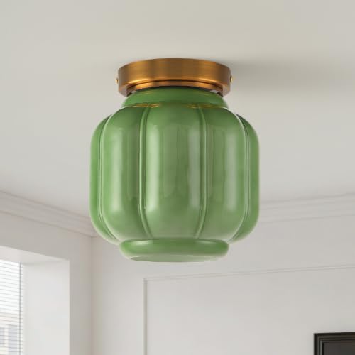Green Milk Glass Flush Mount Ceiling Light