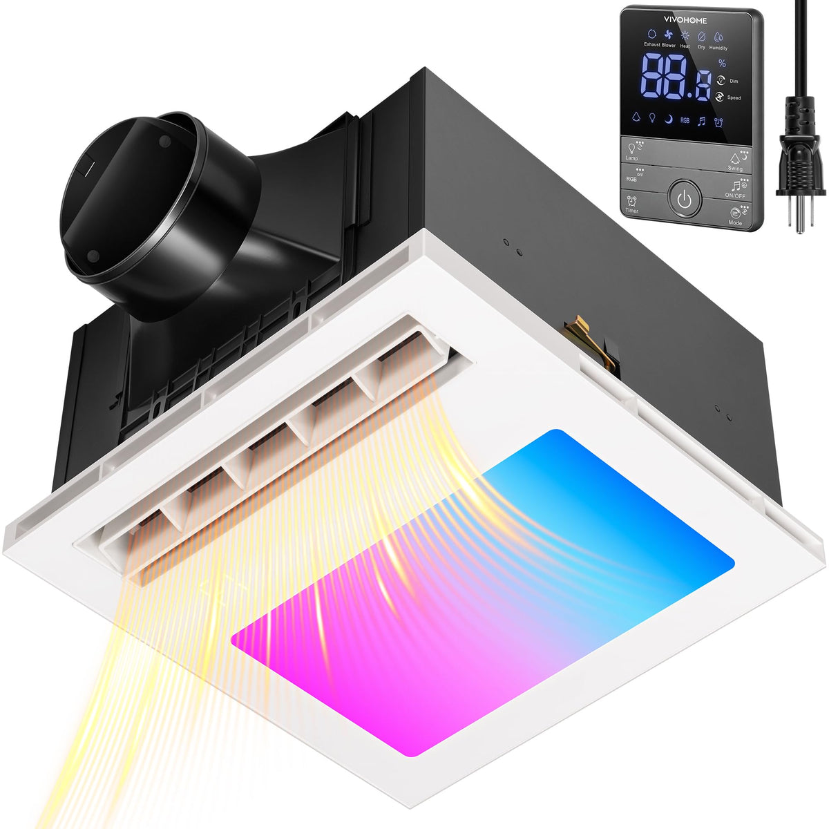 1800W PTC Bathroom Exhaust Fan with Light and Heater