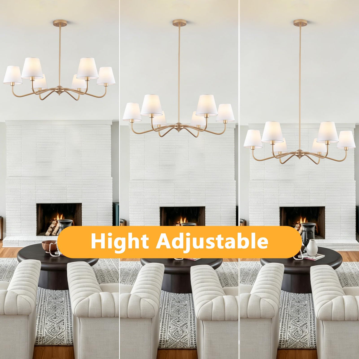 6 Light Gold Chandelier for Dining Room Light Fixture (Gold)