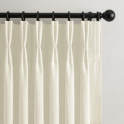 Cream Linen Textured Curtains 84 Inch Long Pinch Pleated Blackout 2 Panels for Living (Cream / 50"W x 84"L (Pack of 2))