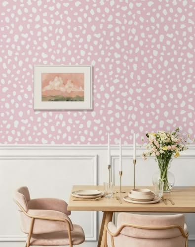 YT-XZ-04-Polka Dot Peel and Stick Wallpaper Black Pink Green Lepard Print