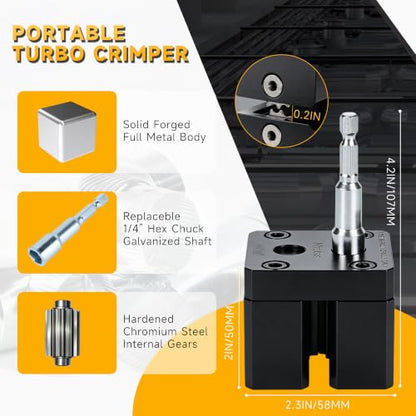 C5A2 Impact Power Assisted Crimper HVAC Duct Crimping Tools Automatic Turbo Crimper Sheet Metal Round Downspout Gutter Crimp Swagging Accessory Suits for 1