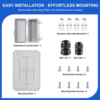 IP67 Waterproof Electrical Junction Box (Grey / 7.9"x3.9"x2.8")