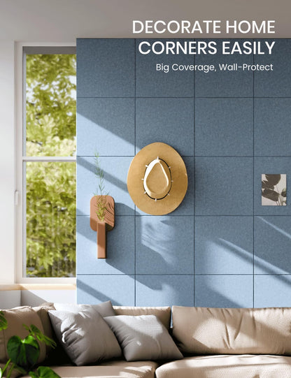 Felt Bulletin Board & Cork Board Alternative 36'' x 24'' (Dusty Blue-1 / Solid tile 12-pack)