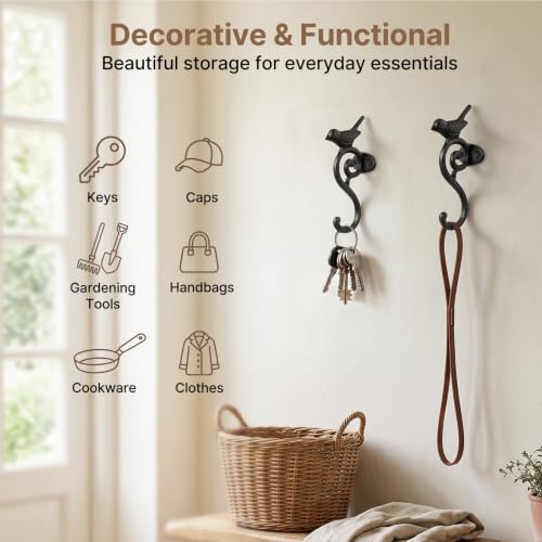 Cast Iron Black Bird Hook