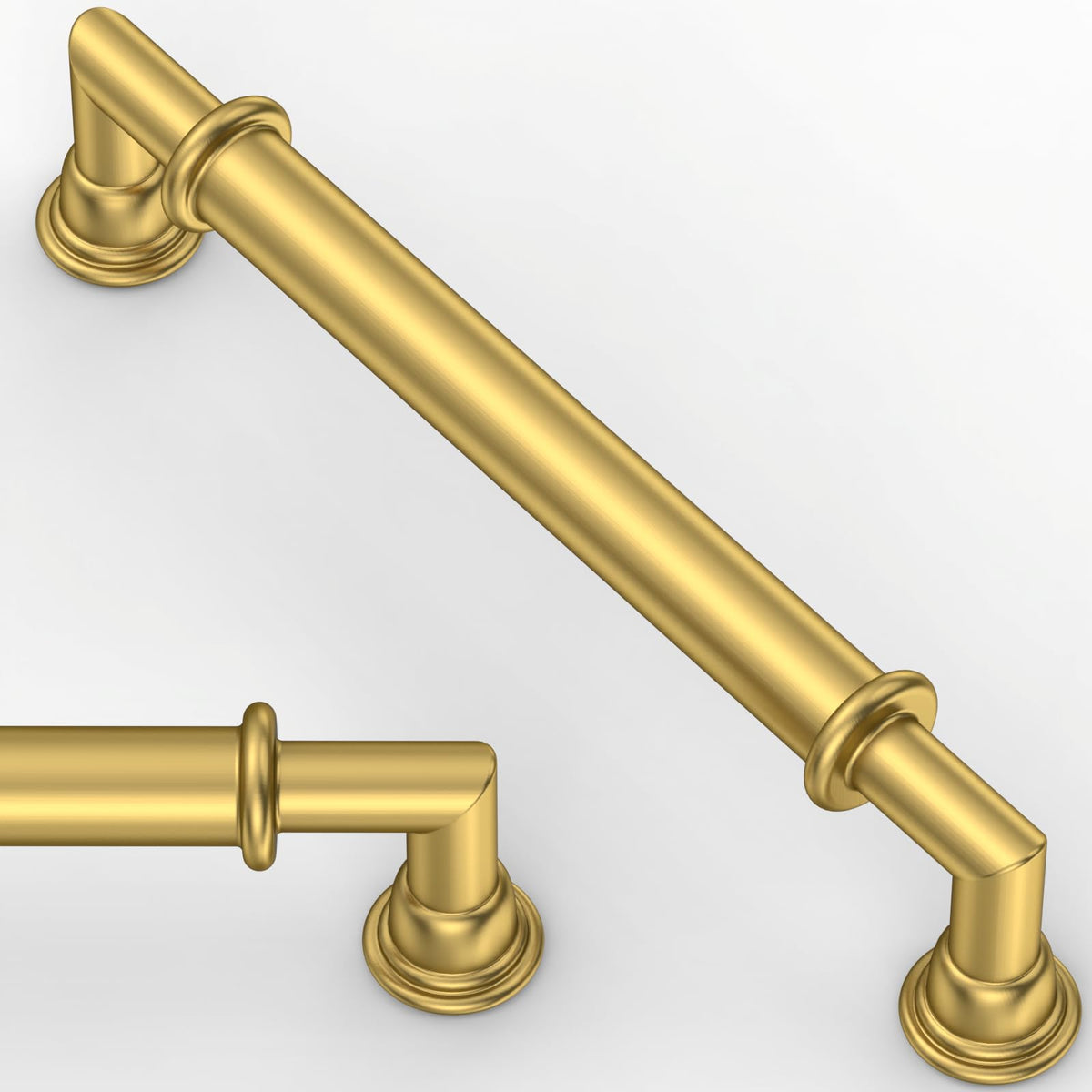5 Pack Vibrant Brushed Moderne Brass Cabinet Pulls 5 Inch (5" Hole Center / Vibrant Brushed Moderne Brass)