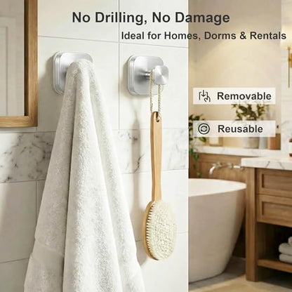 Suction Cup Hooks for Shower (Brushed Nickel / 4 Pack)