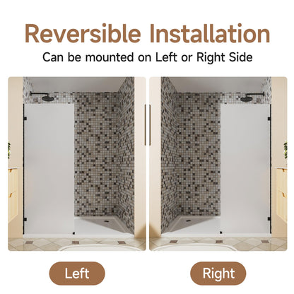 Glass Shower Door (Matte Black - Frosted / 30"W x 72"H - 10mm)
