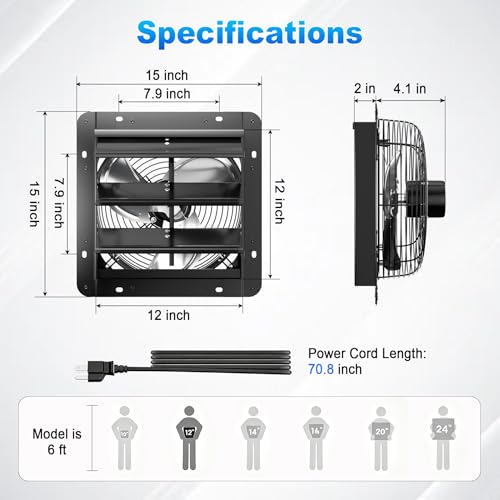 Shutter Exhaust Fan with Thermostat & Smart Speed Remote Control