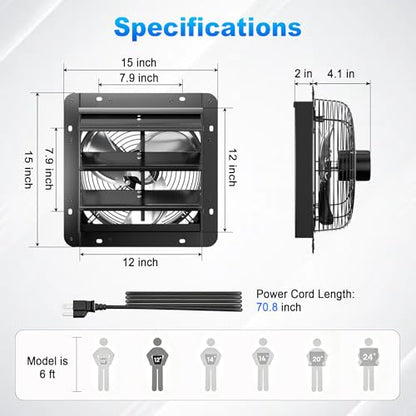 Shutter Exhaust Fan with Thermostat & Smart Speed Remote Control
