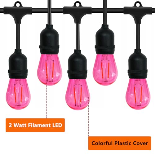 S14 LED Shatterproof 2 Watt String Light Bulbs Plastic Waterproof E26 Base Filament Edison Outdoor Replacement Christmas Light Bulbs