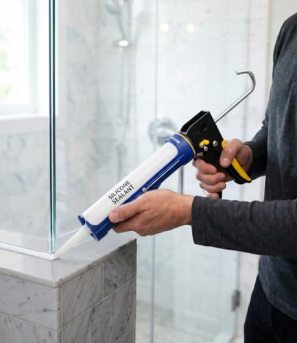 9" Dripless Caulking Gun with Swivel Body Smooth Rod Spout Cutter and Unblock Pin Manual Caulk Gun for 10 oz Cartridge Plastic Sealant Gun for Silicone Sealant Caulk Adhesive