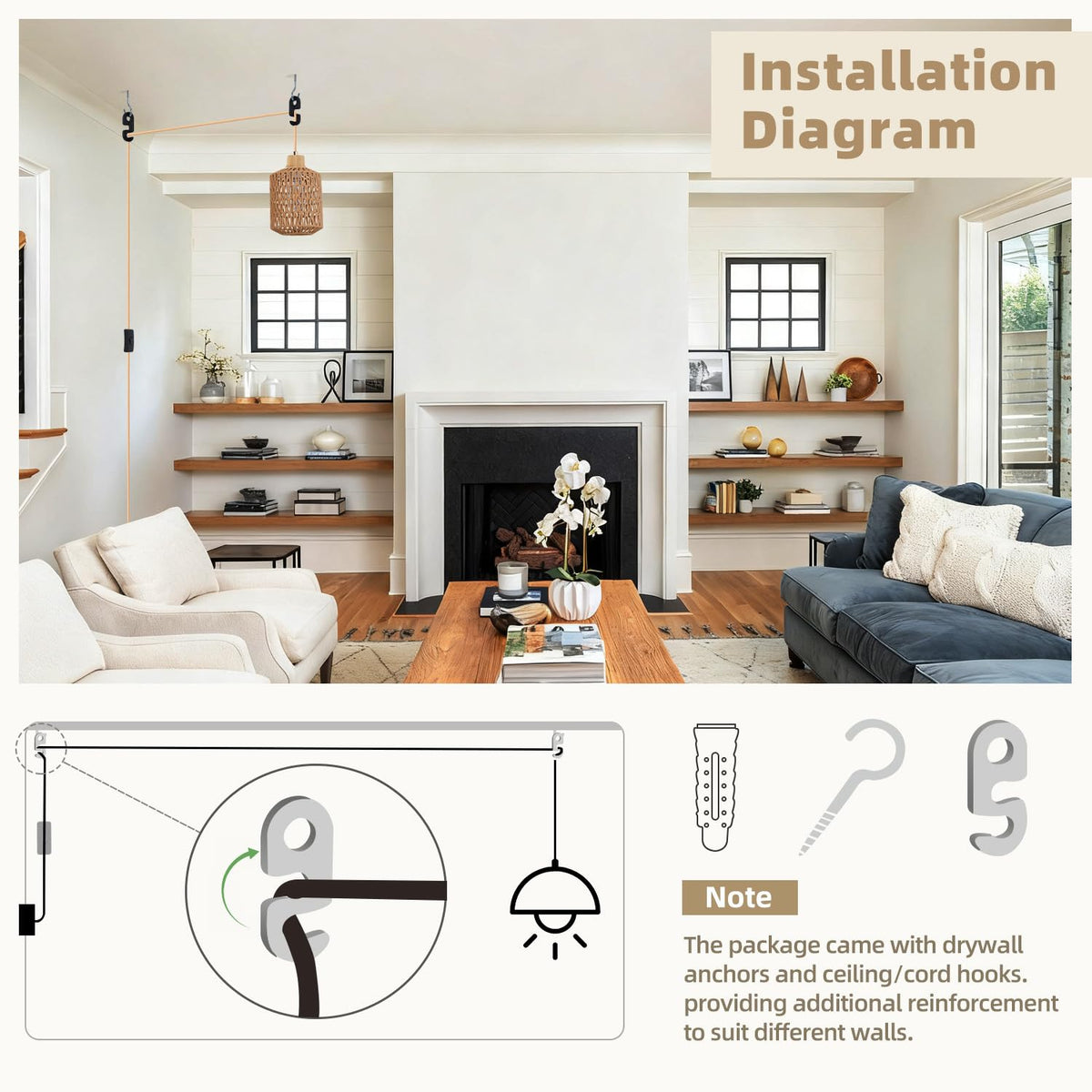 Plug in Pendant Light Cord (WeavedPlug-15FT)