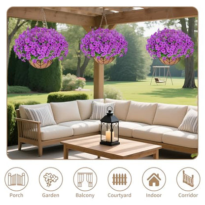 Artificial Hanging Flower for Outdoors (Purple / Hanging Artificial Flower(1 Pcs))