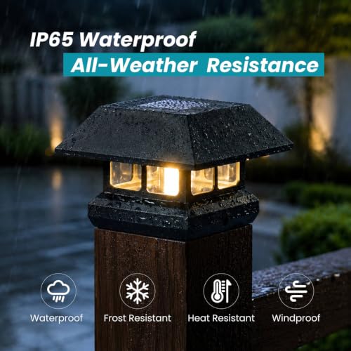 Solar Post Cap Lights Outdoor for 4x4 Posts