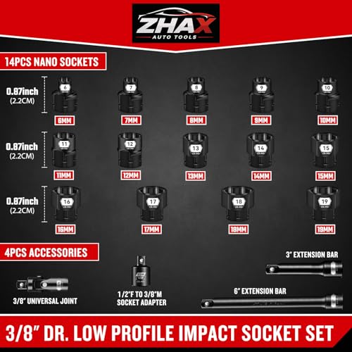 3 8" Low Profile Impact Socket Set