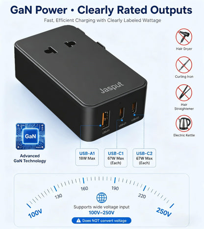 67W Universal Travel Adapter (Black+USBC 67W)