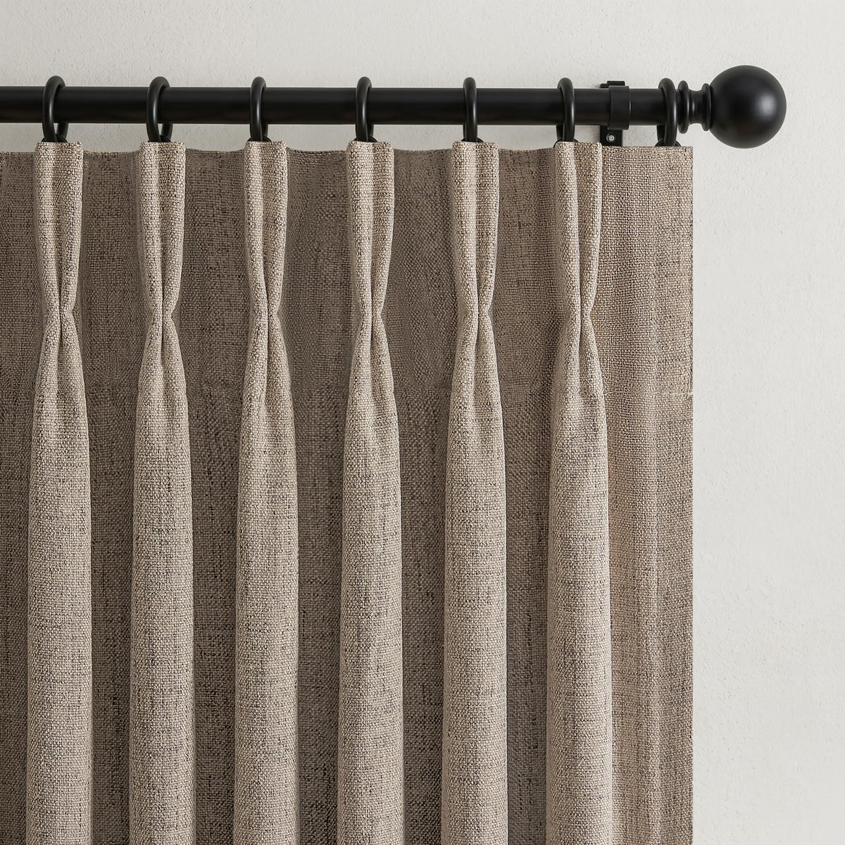 Taupe Pinch Pleat Blackout Curtain 70 Inch Extra Wide 96 Inch Long 2 Panels (Darkflax / 70"W x 96"L (Pack of 2))
