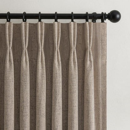 Taupe Pinch Pleat Blackout Curtain 70 Inch Extra Wide 96 Inch Long 2 Panels (Darkflax / 70"W x 96"L (Pack of 2))