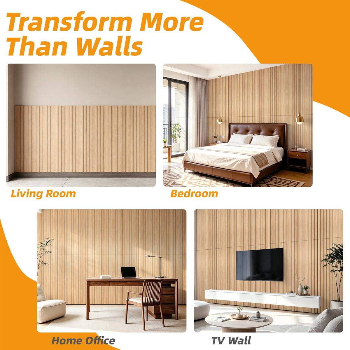 6 Pack Peel and Stick PVC Wood Slat Wall Panel (Oak)