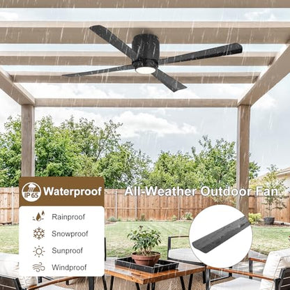 Flush Mount DC Ceiling Fan with Light